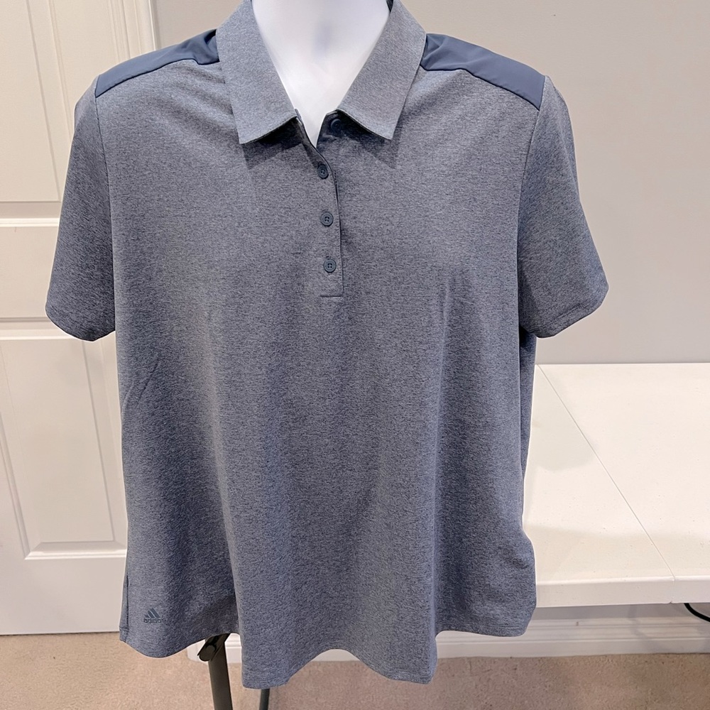 Adidas blue/gray golf polo